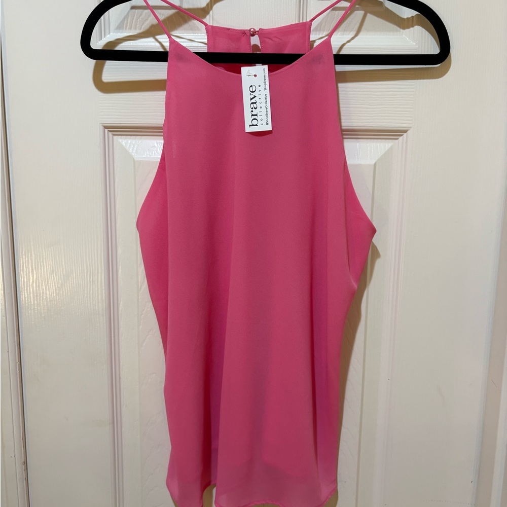 Brave Soul Hot Pink High-Neck Strappy Cami